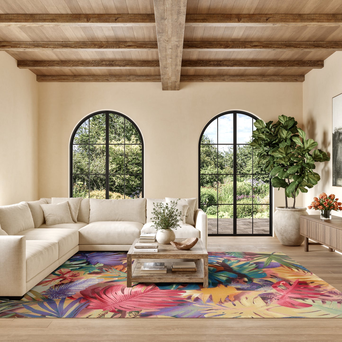 Nourison Color Splash 7'10" x 9'10" Multicolor Tropical Rug