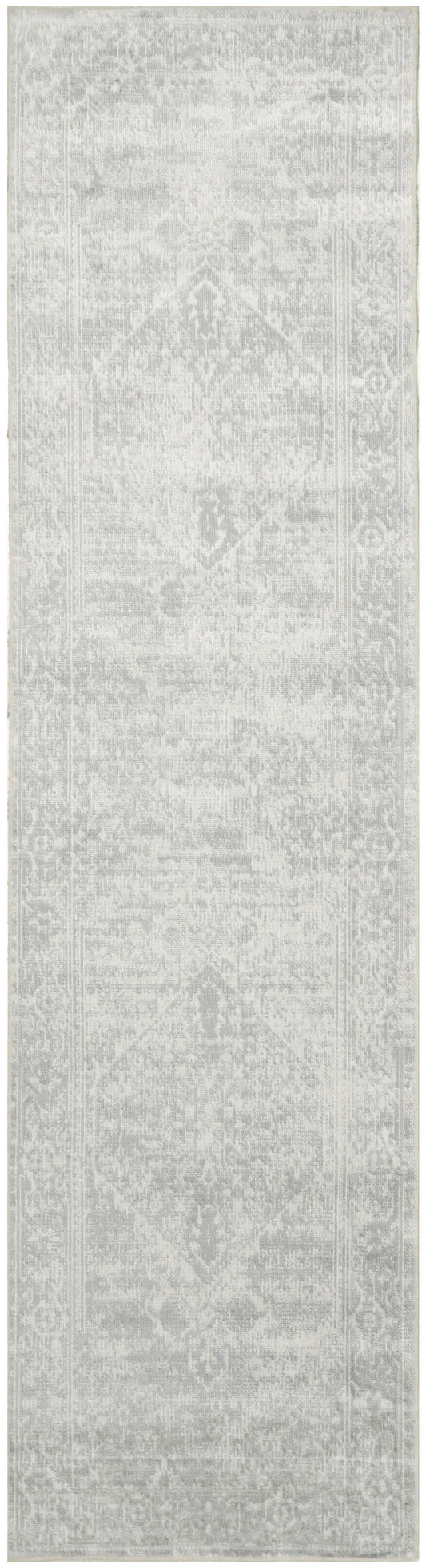 Nourison Astra Machine Washable 2'2" x 8' Light Grey Vintage Indoor Rug