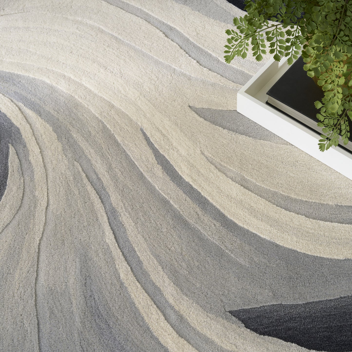 Nourison Prismatic 3'9" x 5'9" Ivory Black Modern Indoor Rug