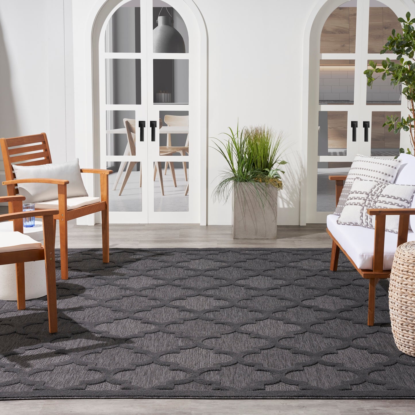 Nourison Easy Care 9' x 12' Charcoal Black Modern Rug