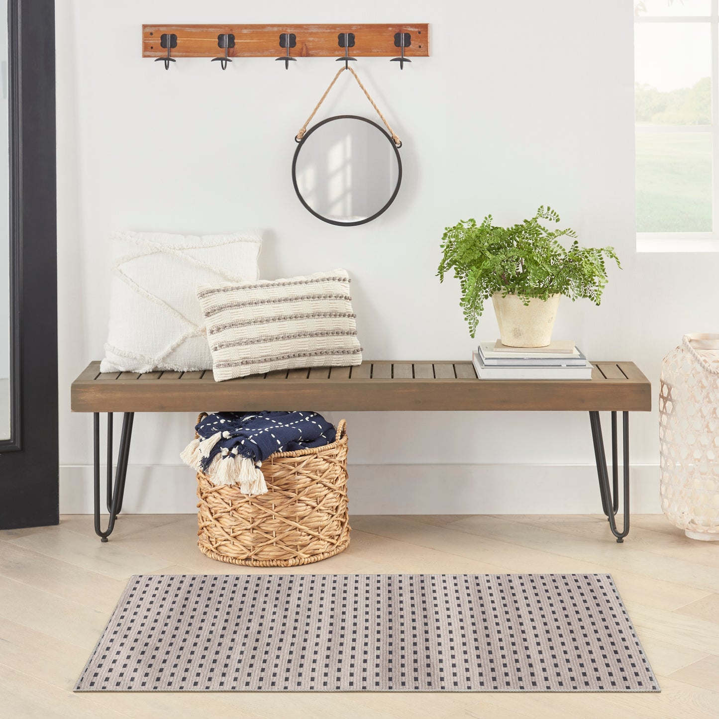 Nourison Nourison Washables 3' x 5' Cream Black Scandinavian Indoor Rug