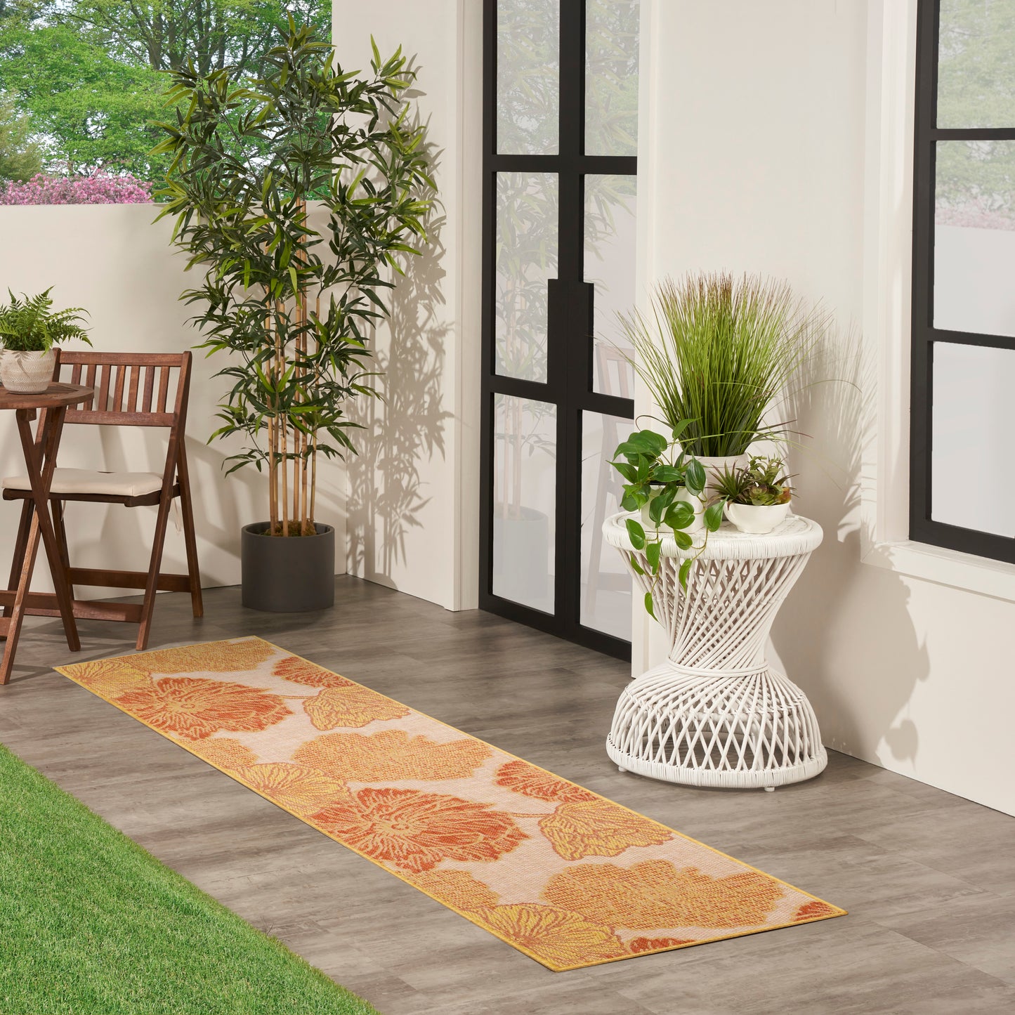 Nourison Garden Oasis 2' x 6' Coral Tropical Rug