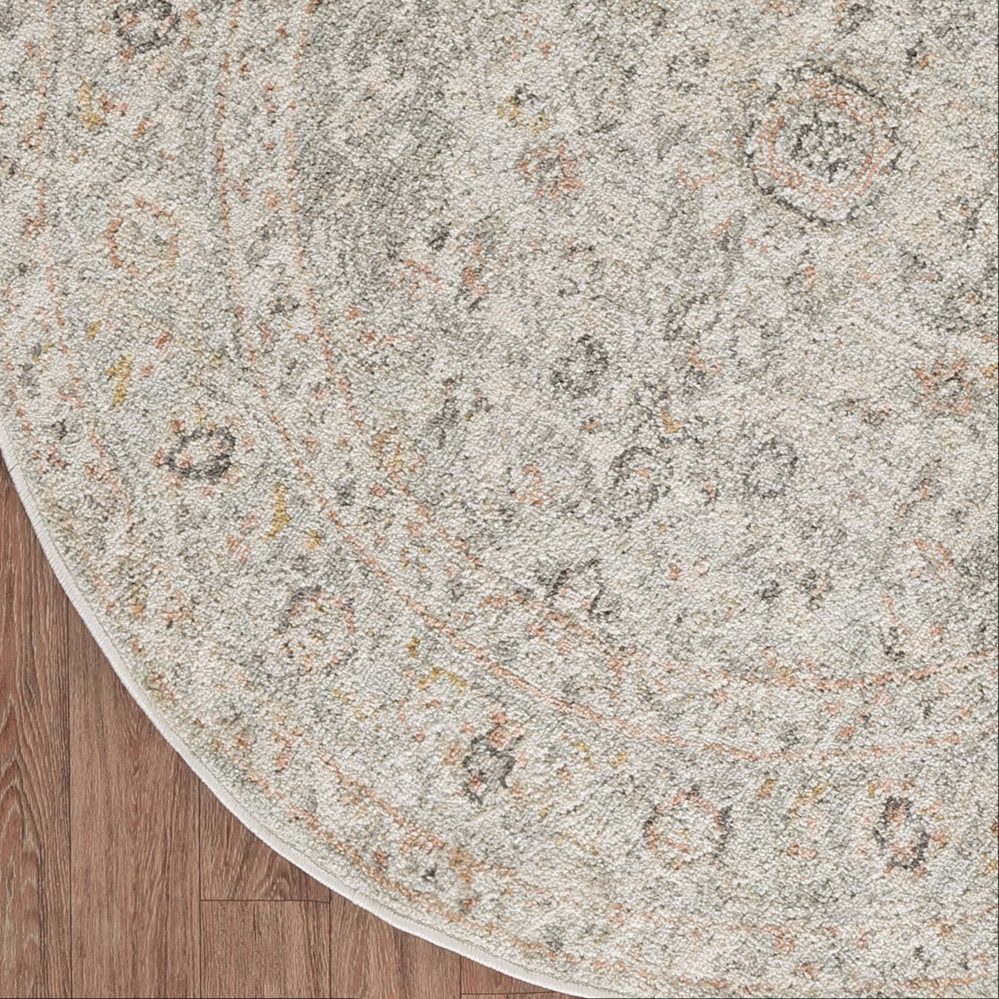 Nourison Oushak Home 7'10" x Round Light Grey Vintage Indoor Rug