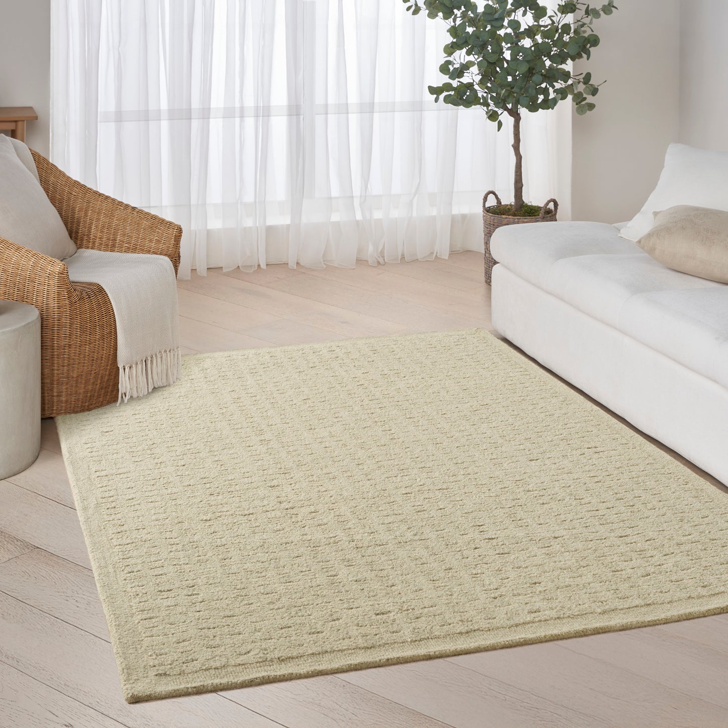 DKNY Pure Grids 3'9" x 5'9" Light Green Contemporary Indoor Rug