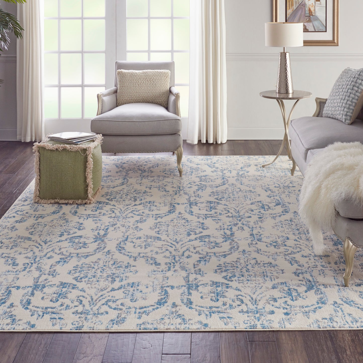 Nourison Jubilant 8'6" x 12' Ivory Blue Vintage Indoor Rug