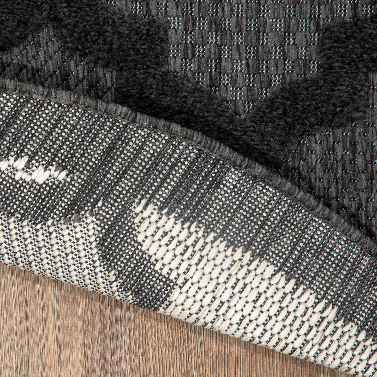 Nourison Easy Care 5' x Round Charcoal Black Modern Rug