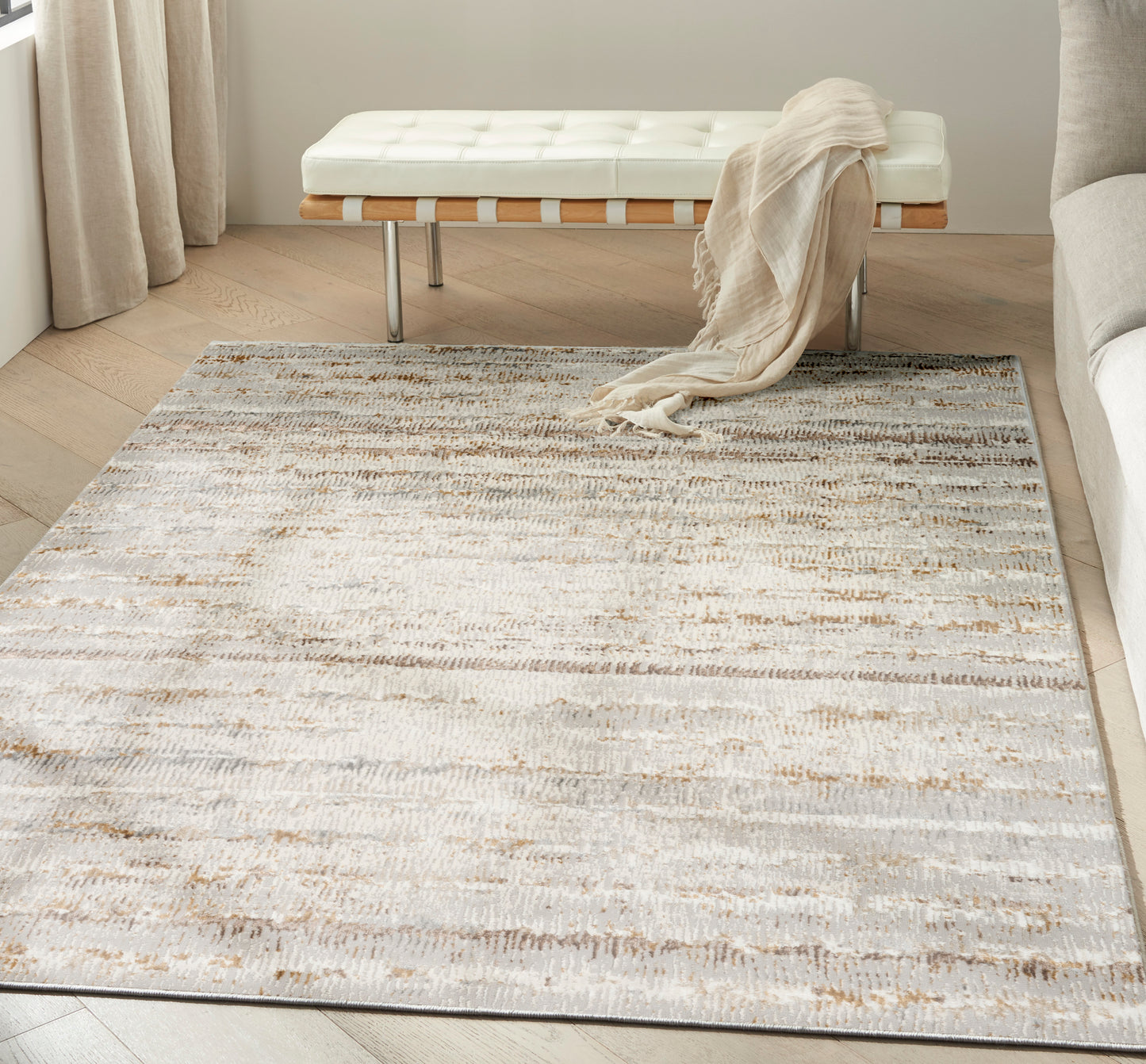 Calvin Klein CK073 Compass 3'11" x 5'11" Ivory Rust Modern Indoor Rug