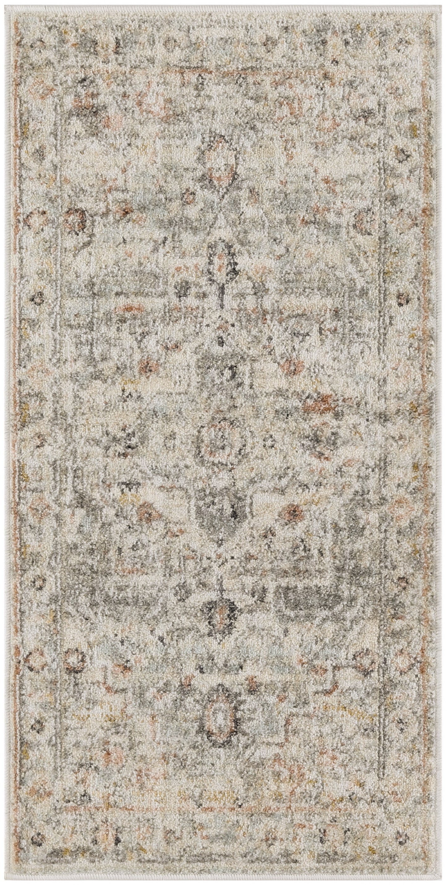 Nourison Oushak Home 2' x 4' Light Grey Vintage Indoor Rug