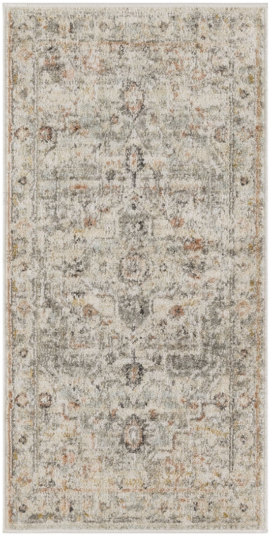 Nourison Oushak Home 2' x 4' Light Grey Vintage Indoor Rug