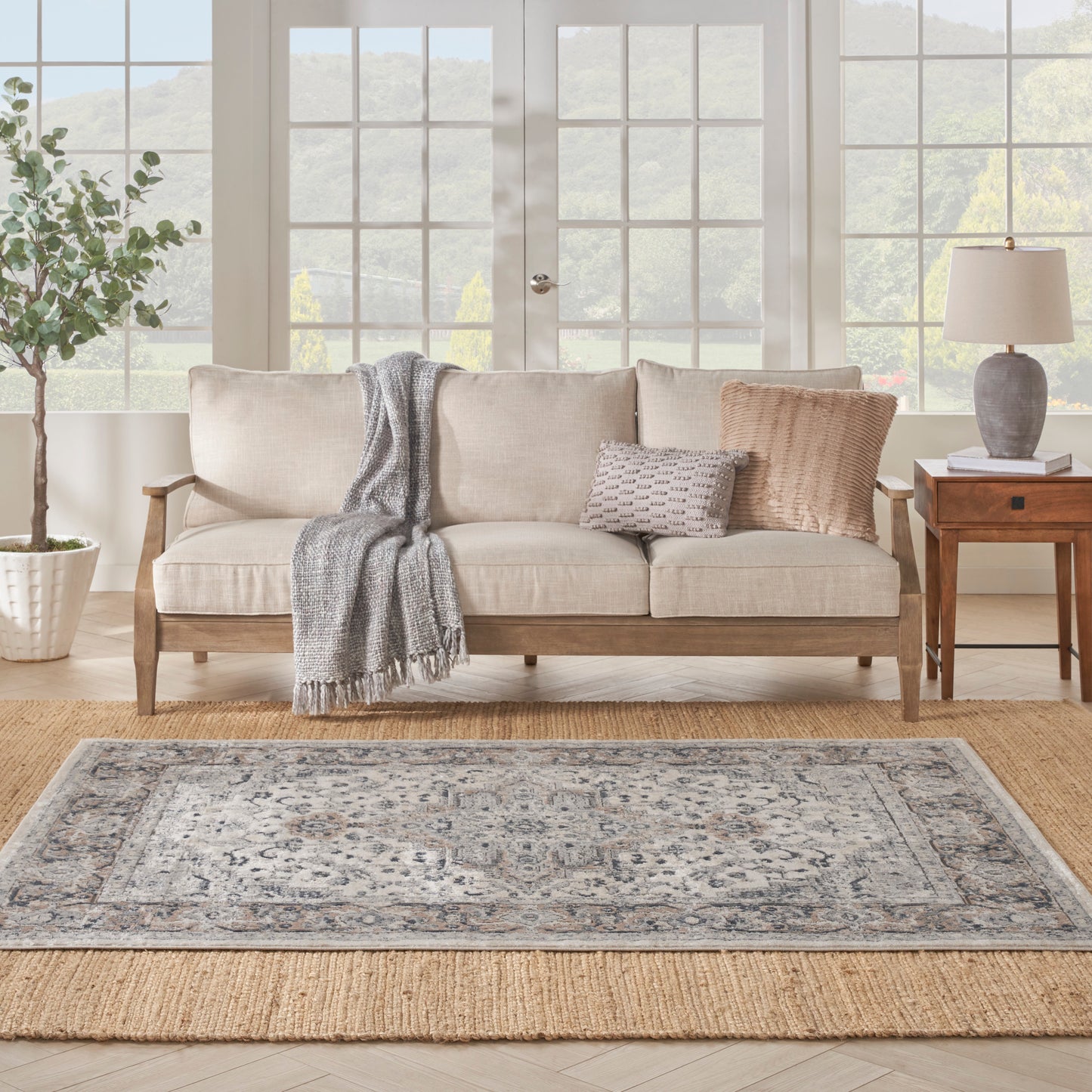 Nourison Quarry 7' x 10' Ivory Grey Farmhouse Indoor Rug