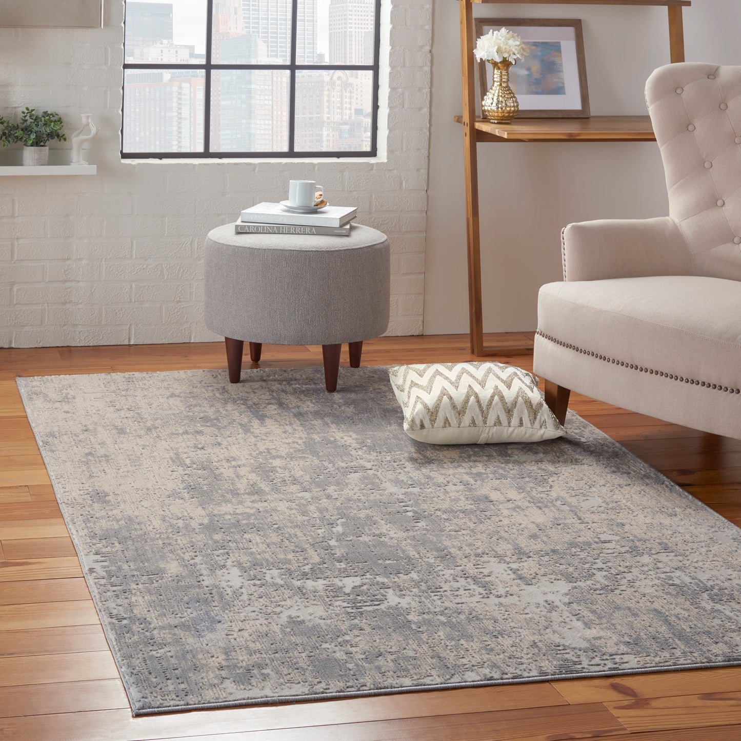 Nourison Rustic Textures 3'11" x 5'11" Ivory/Silver Modern Indoor Rug