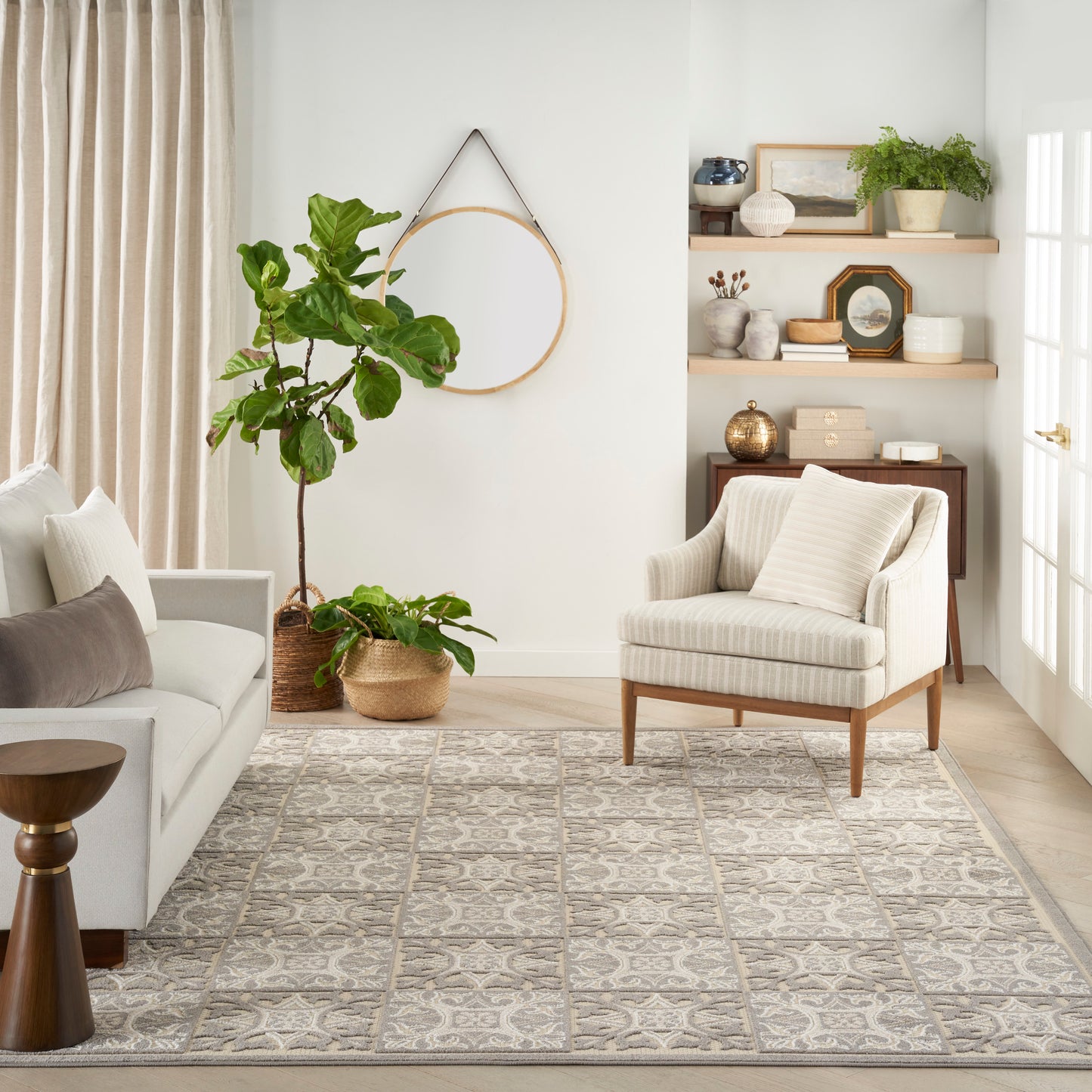 Nourison Aloha 5'3" x 7'5" Ivory Grey Contemporary Rug