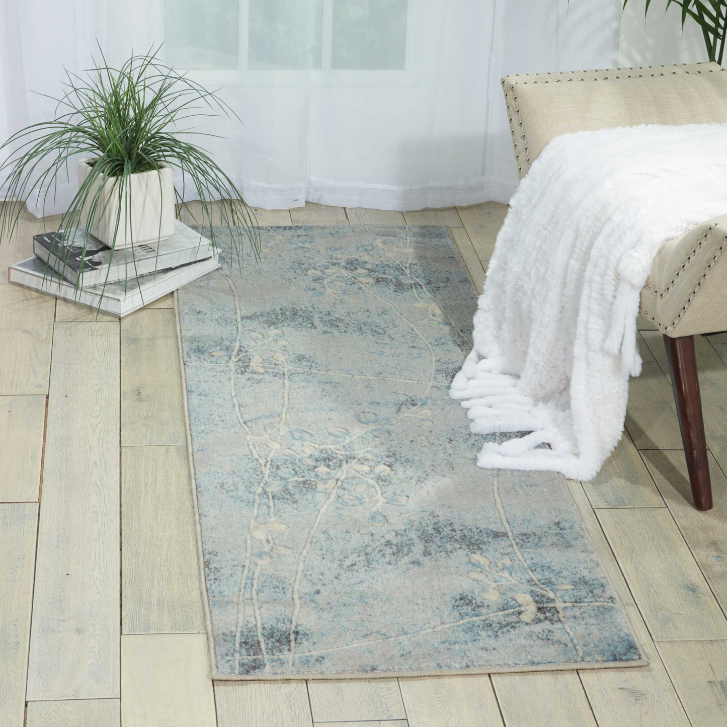 Nourison Somerset 2'3" x 8' Silver/Blue Indoor Rug