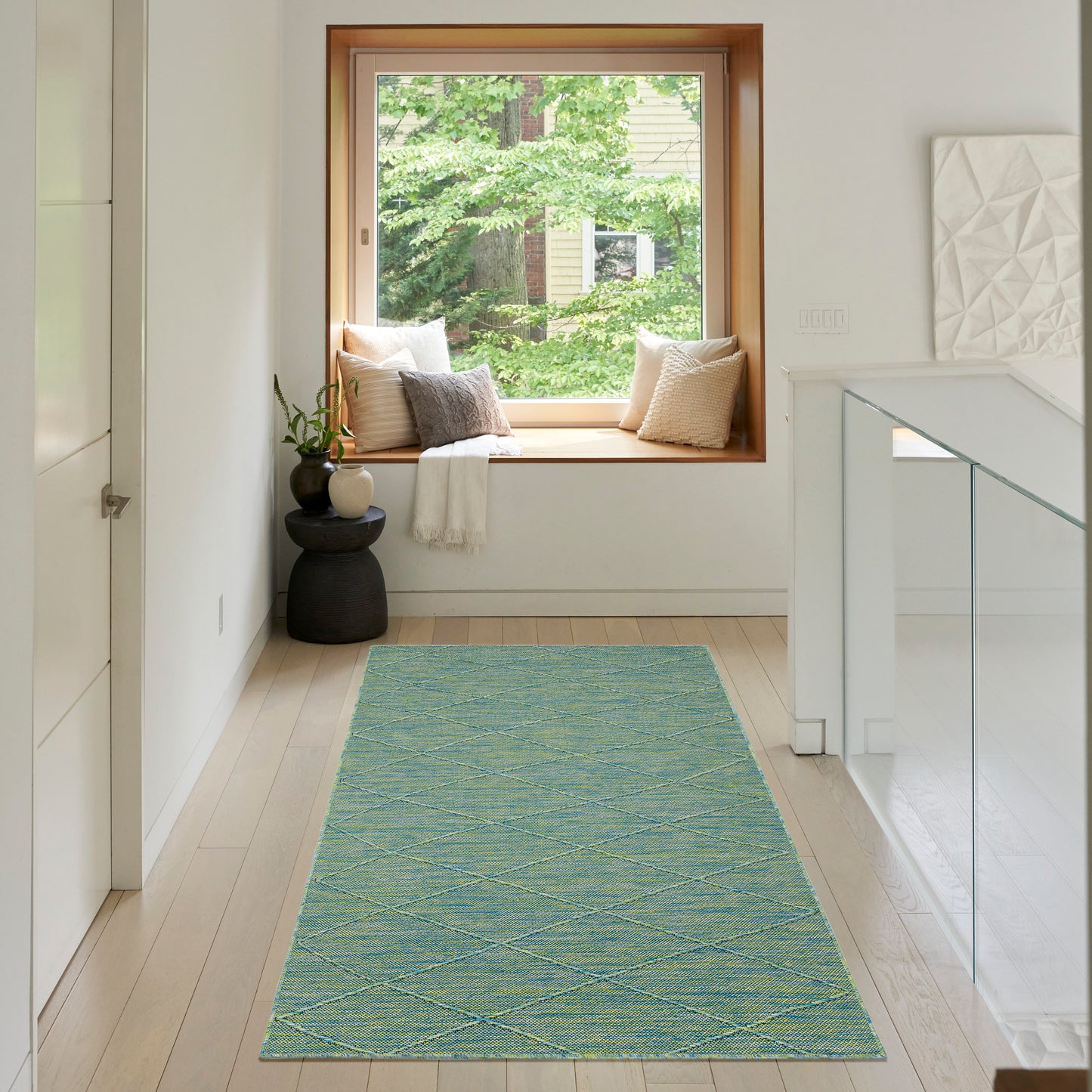Nourison Washable Solutions 3' x 5' Blue/Green Modern Rug