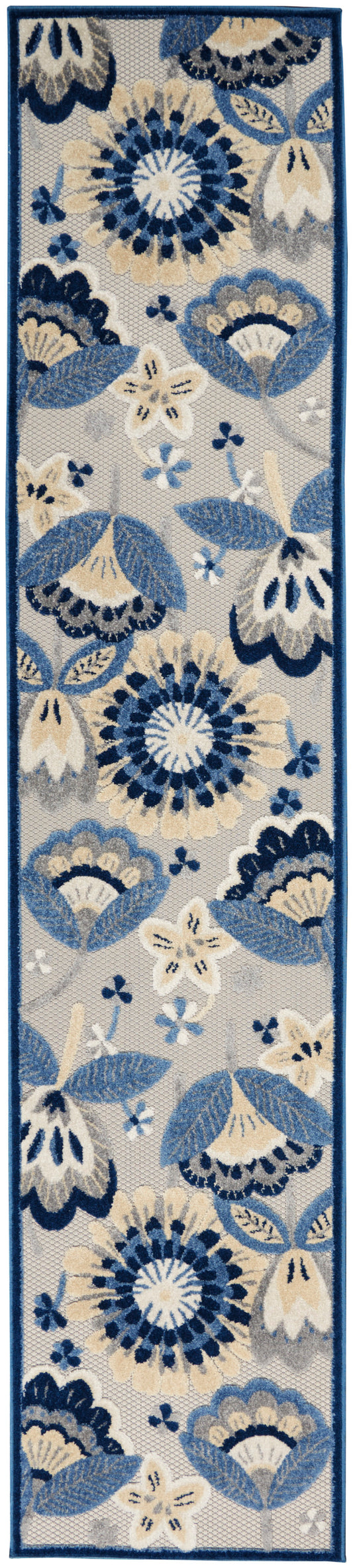 Nourison Aloha 2'3" x 12' Blue Grey Contemporary Rug