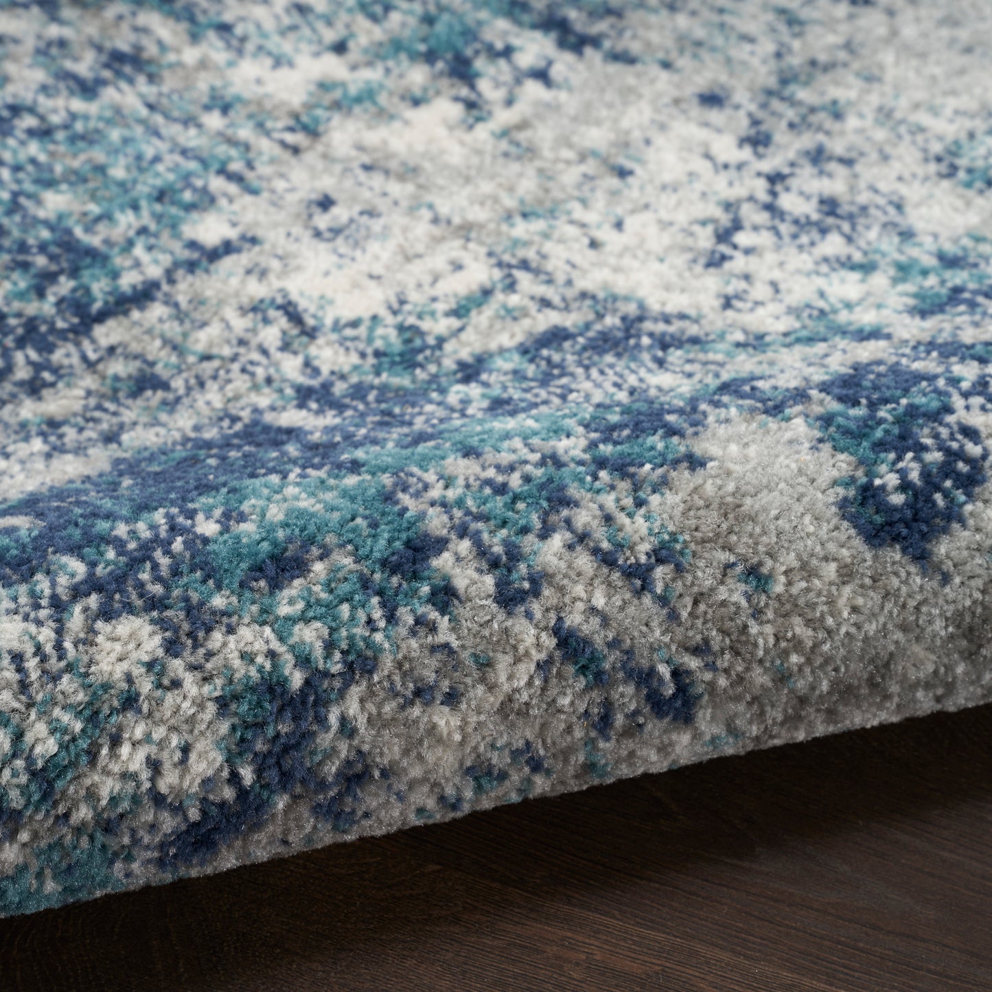 Nourison Passion 2'2" x 10' Ivory Teal Modern Indoor Rug