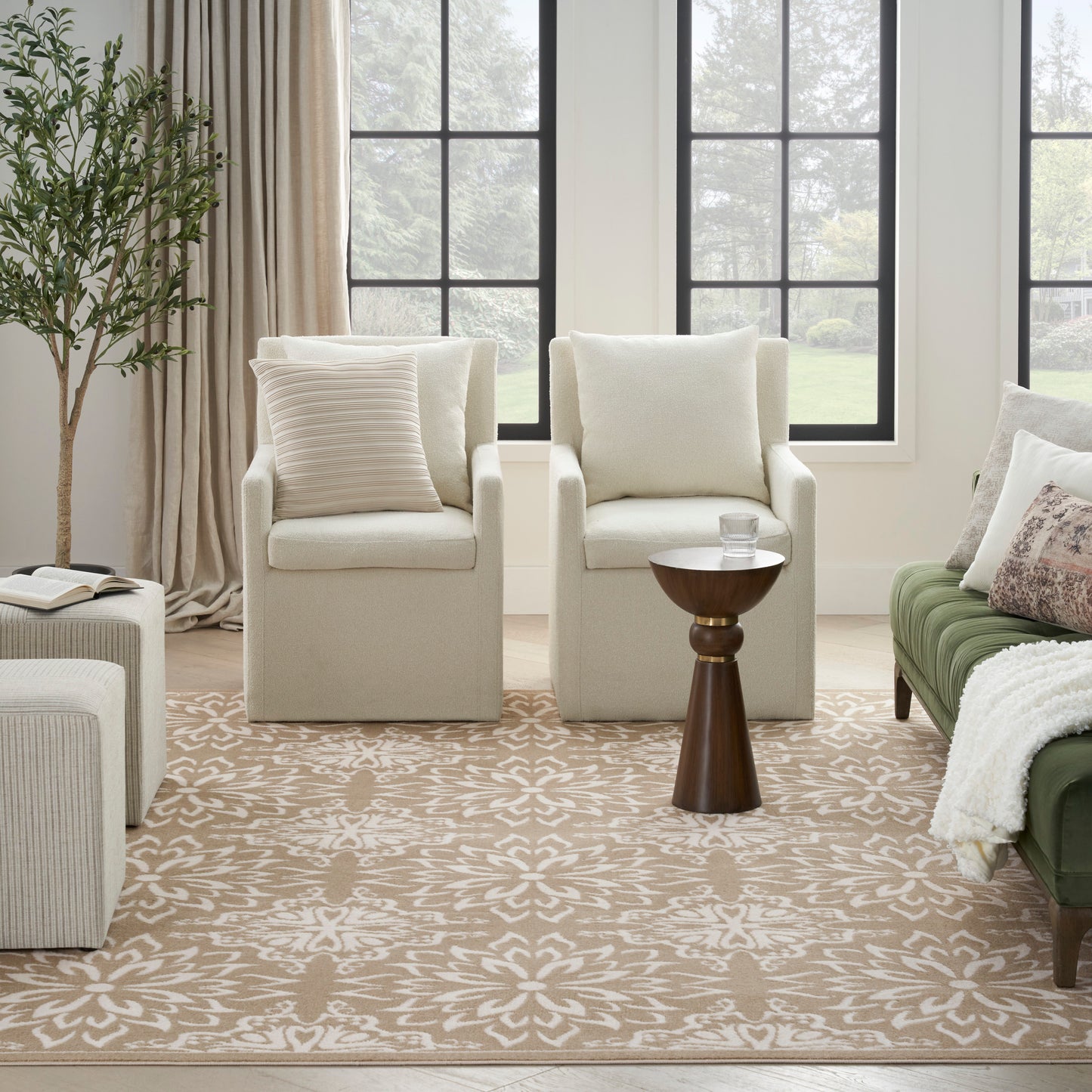 Nourison Jubilant 5'3" x 7'3" Taupe Farmhouse Indoor Rug