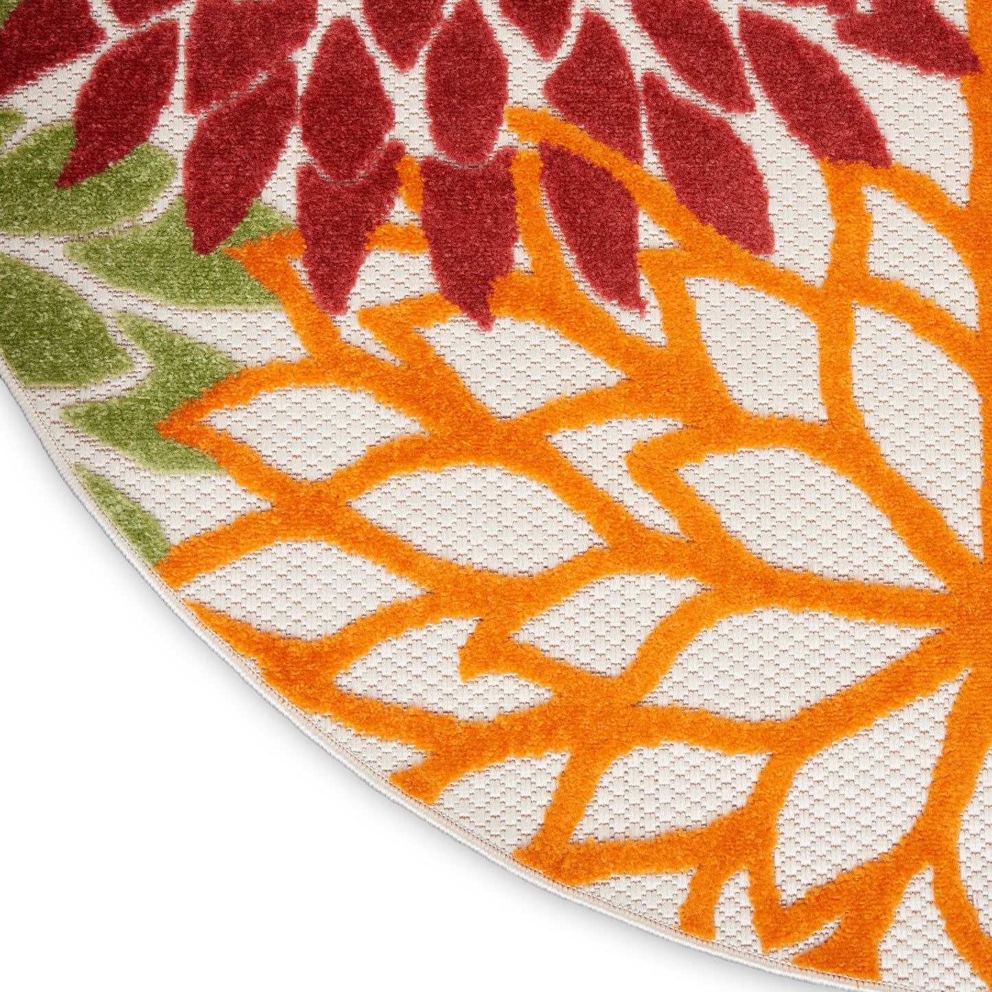 Nourison Aloha 7'10" x Round Red Multicolor Tropical Rug