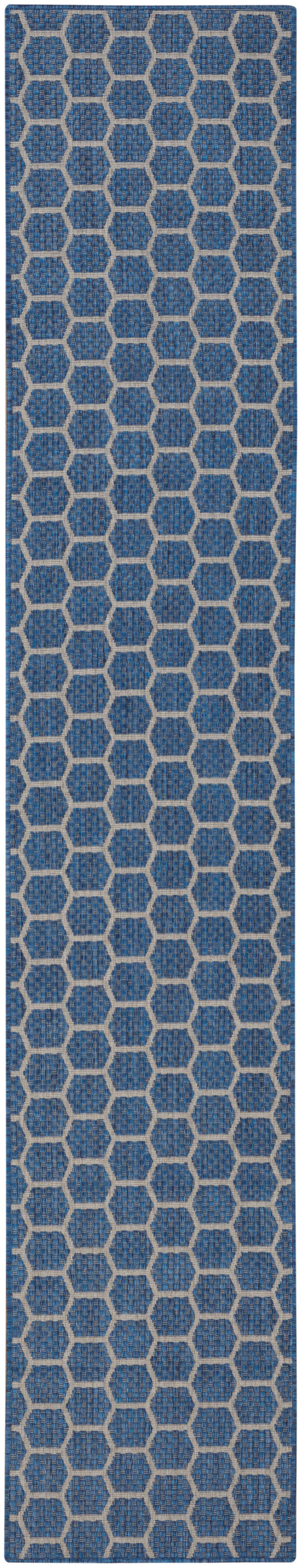Nourison Twist Reversible 2'2" x 10' Blue Modern Rug