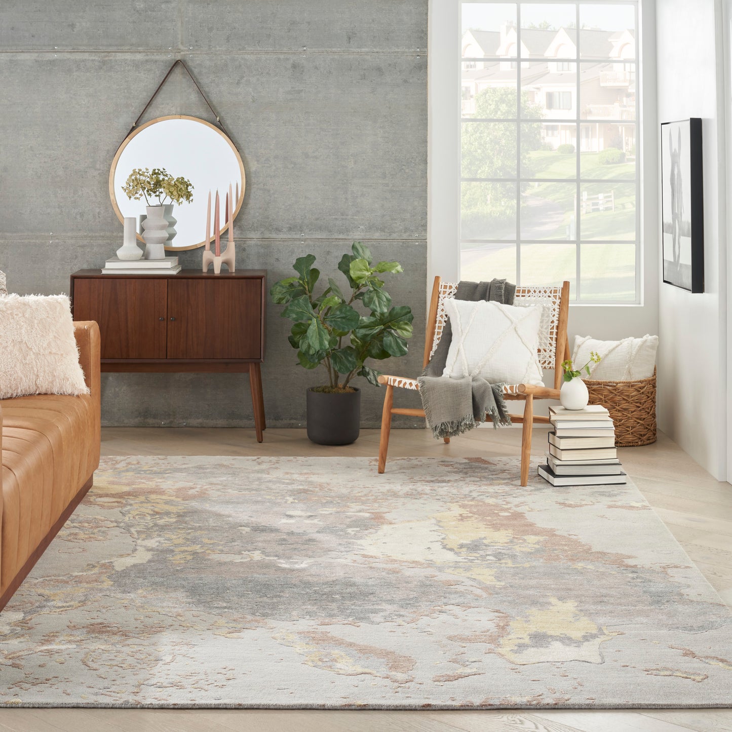 Nourison Silk Shadows 9'9" x 13'9" Silver Modern Indoor Rug