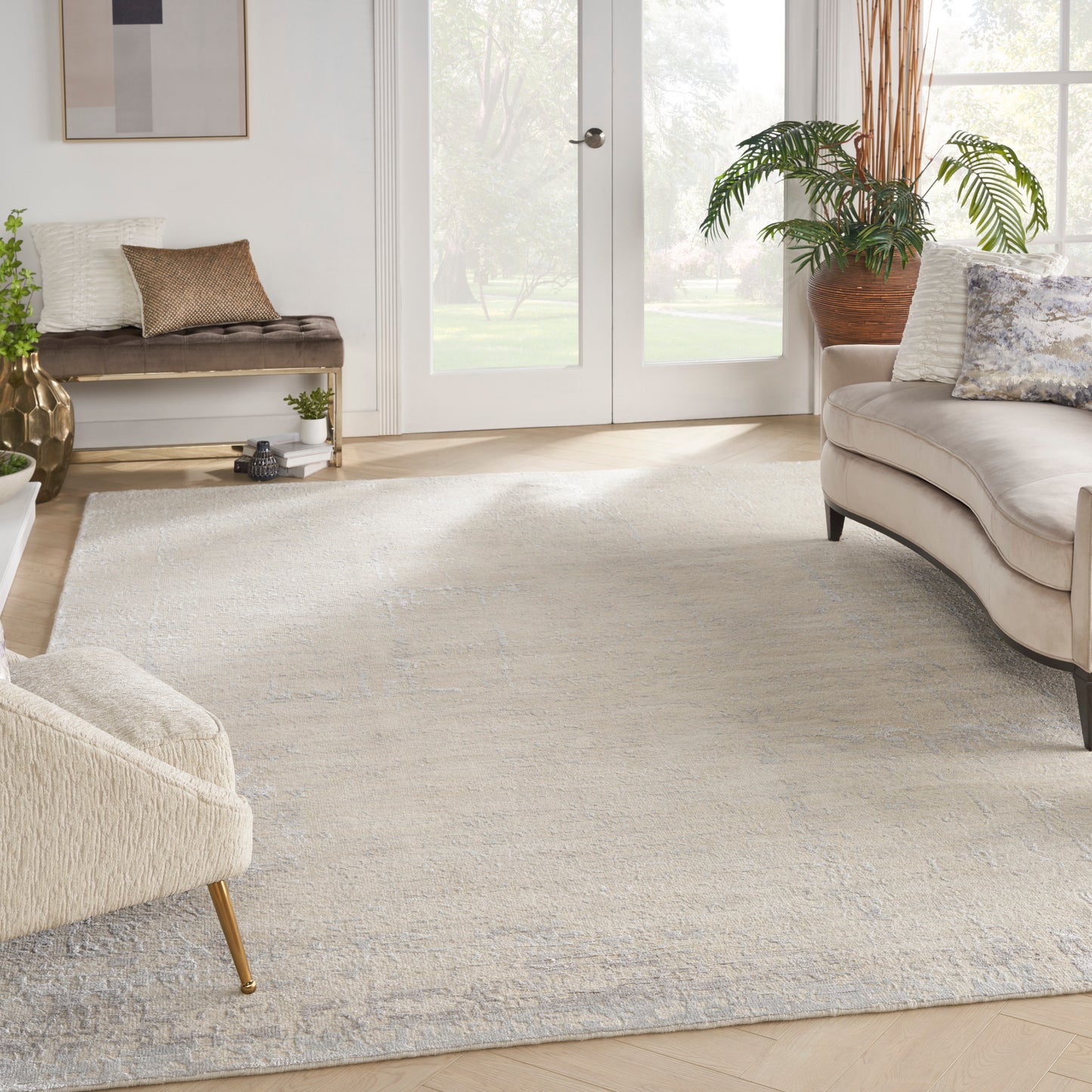 Nourison Luna 9'9" x 13'9" Ivory Silver Blue Modern Indoor Rug