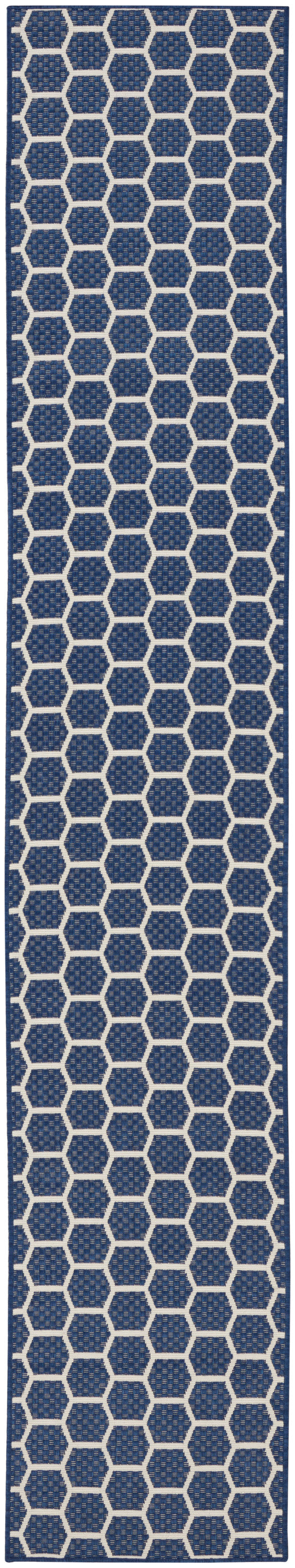 Nourison Twist Reversible 2'2" x 10' Navy Modern Rug