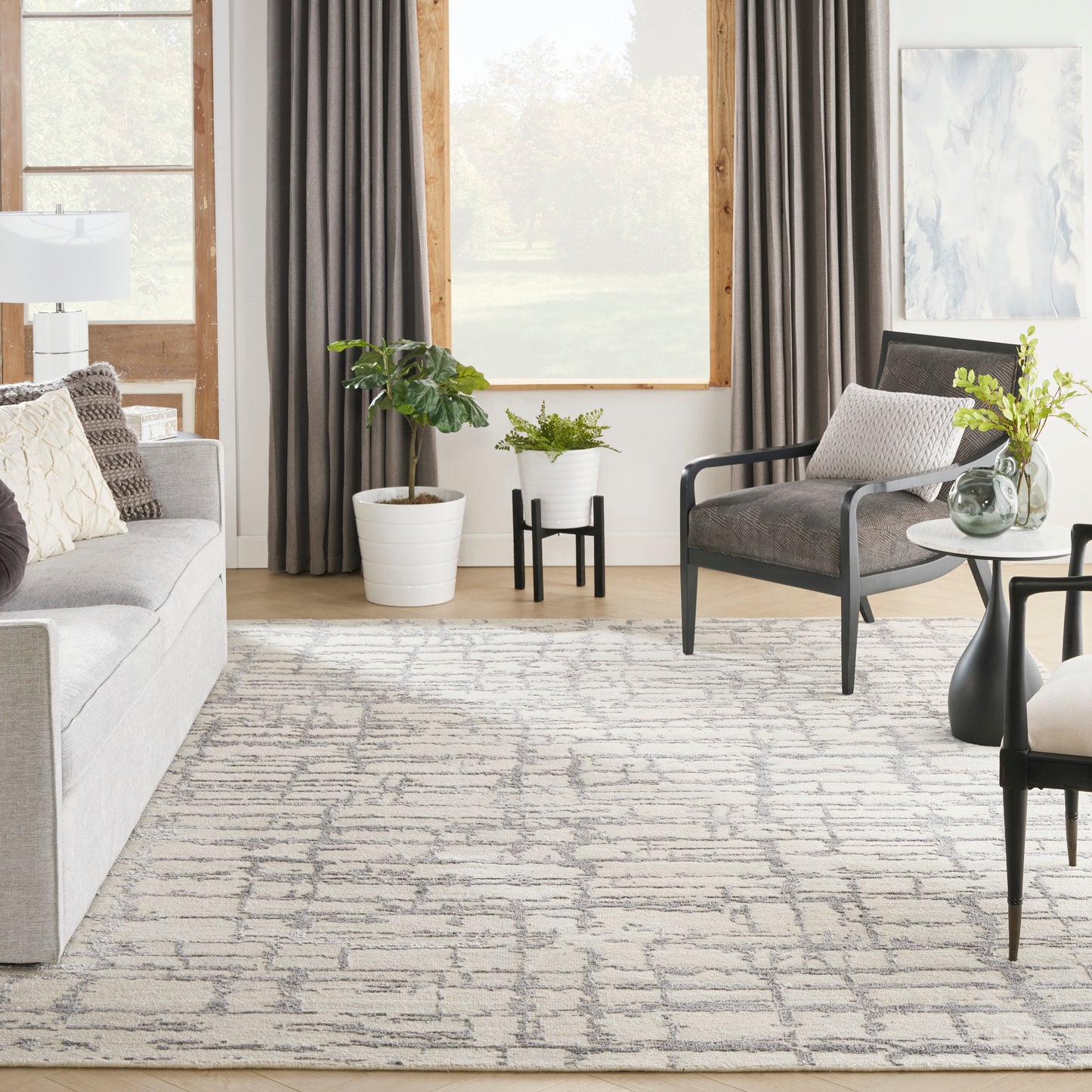 Nourison Luna 8'6" x 11'6" Ivory Grey Modern Indoor Rug