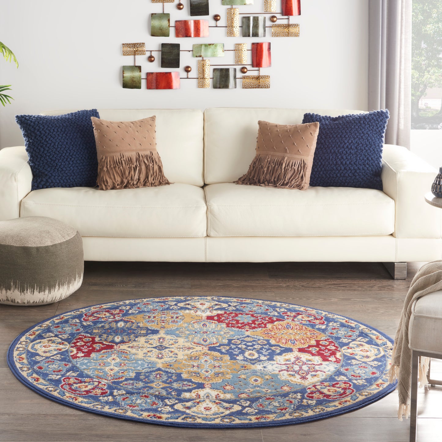 Nourison Grafix 5'3" x Round Multicolor Bohemian Indoor Rug