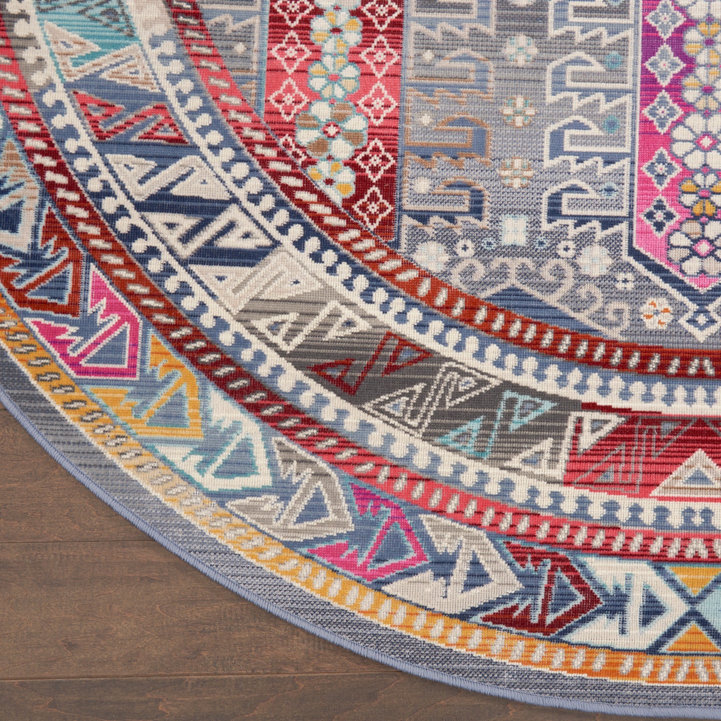 Nourison Vintage Kashan 6' x Round Grey/Multi Bohemian Indoor Rug