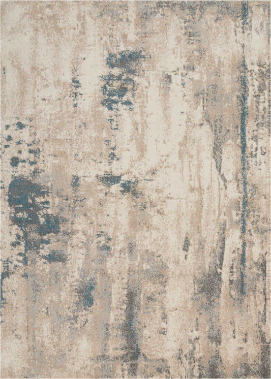 Nourison Maxell 5'3" x 7'3" Ivory/Teal Modern Indoor Rug