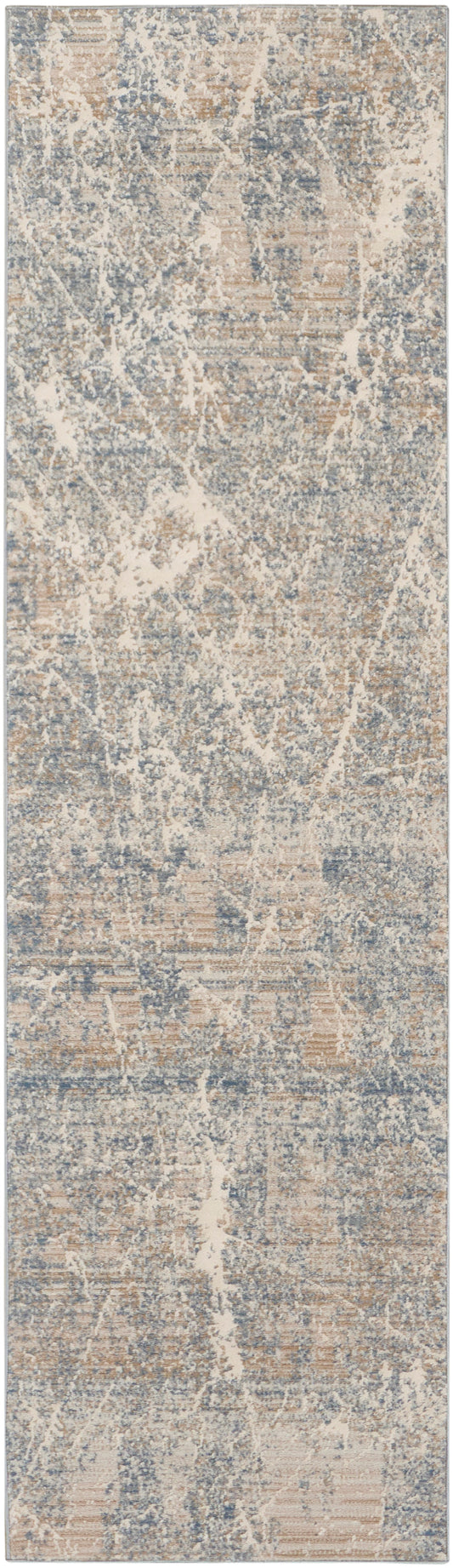 Nourison Exhale 2'2" x 7'6" Beige Blue Modern Indoor Rug