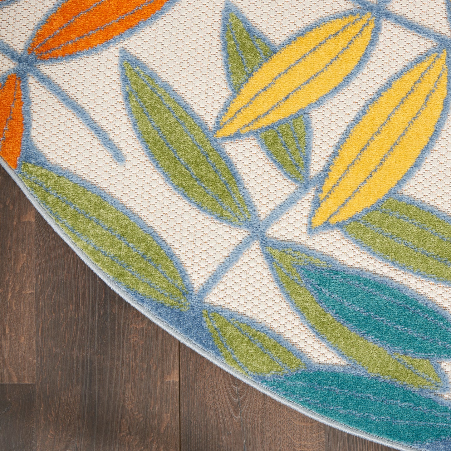 Nourison Aloha 7'10" x Round Ivory/Multi Tropical Rug