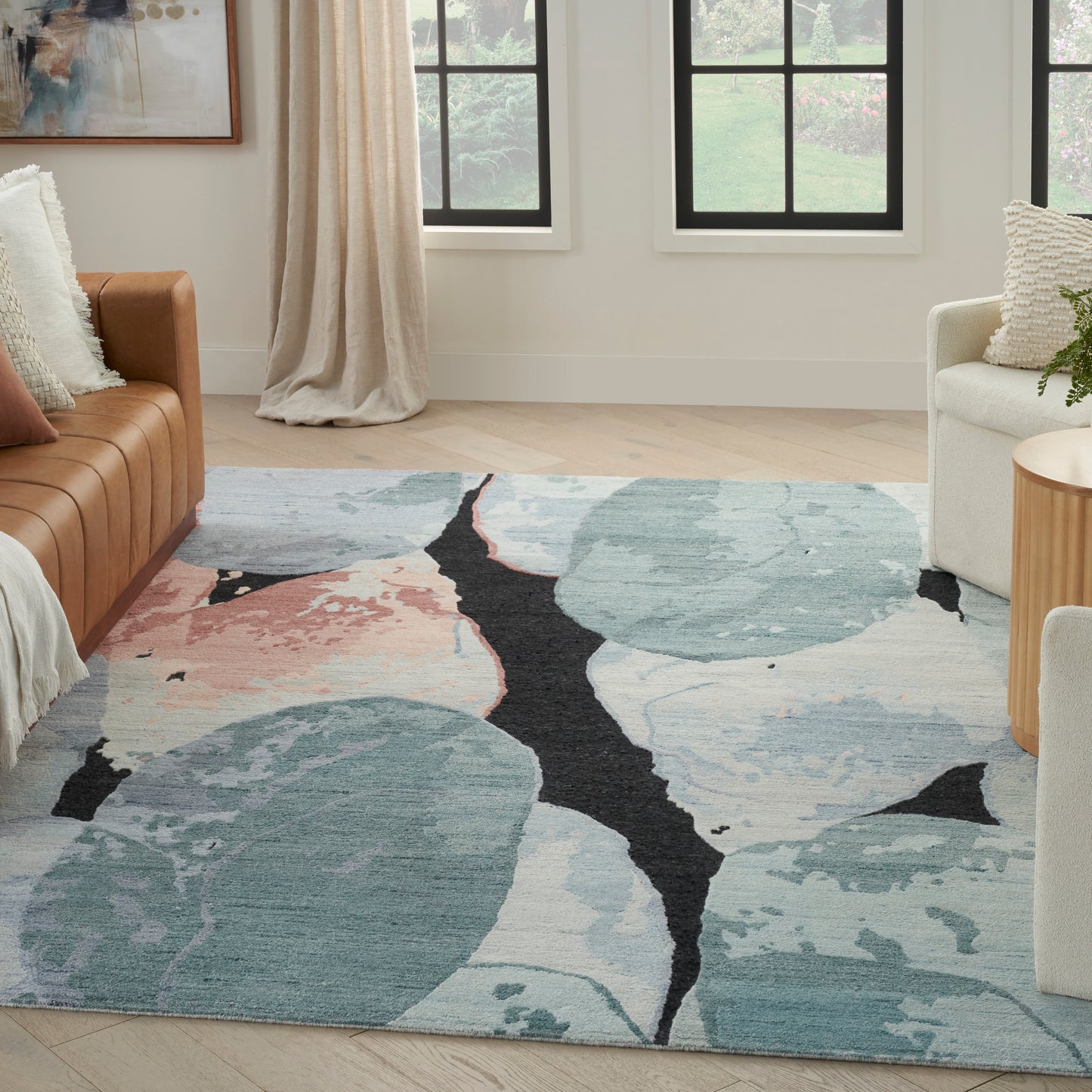 Nourison Silk Shadows 8'6" x 11'6" Blue Pink Modern Indoor Rug