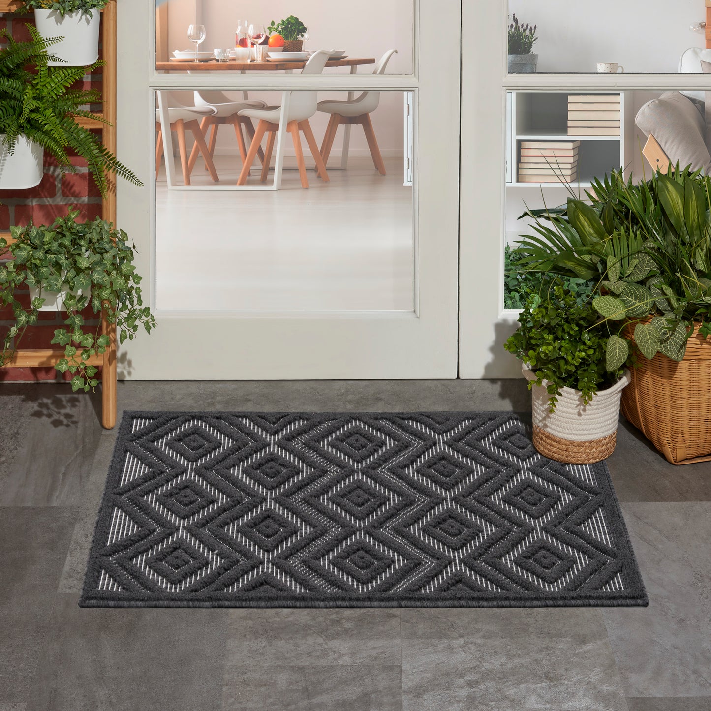 Nourison Versatile 2' x 4' Charcoal Black Modern Rug