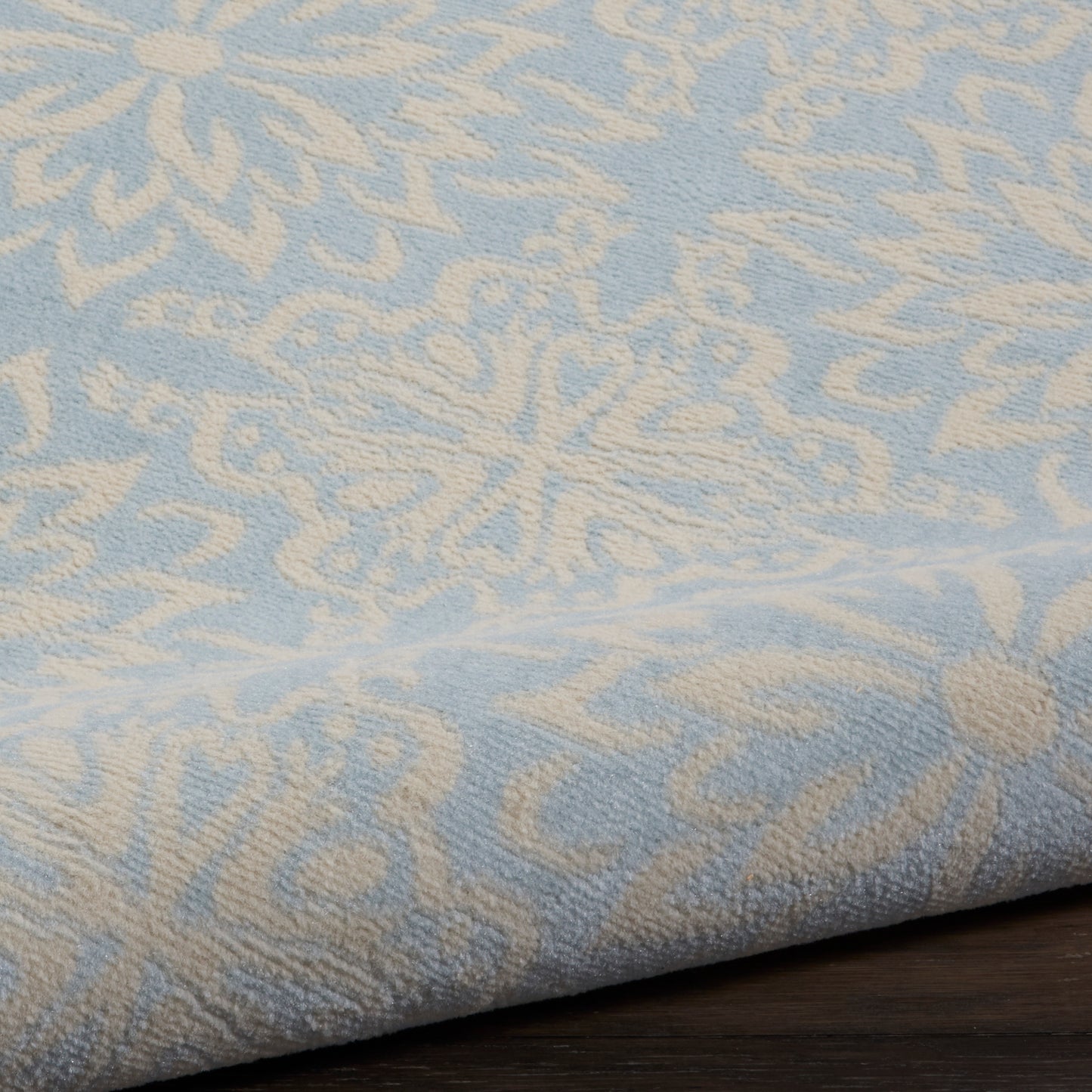 Nourison Jubilant 5'3" x Round Ivory/Light Blue Farmhouse Indoor Rug