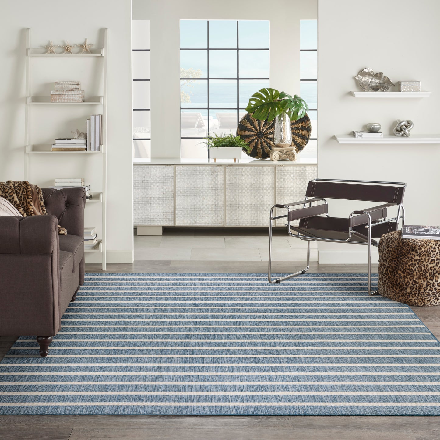 Nourison Positano 8' x 10' Navy Ivory Modern Rug