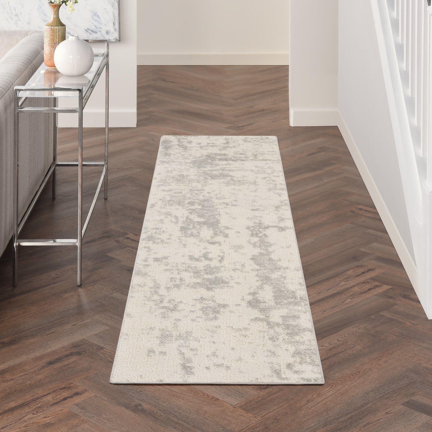 Nourison Quarry 2'2" x 7'6" Cream Grey Modern Indoor Rug