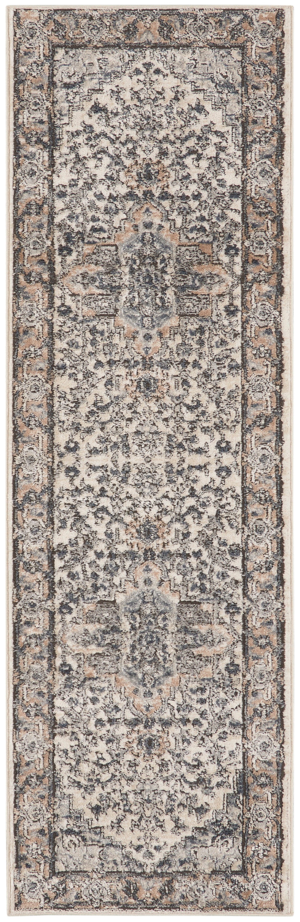 Nourison Quarry 2'2" x 7'6" Ivory Grey Farmhouse Indoor Rug