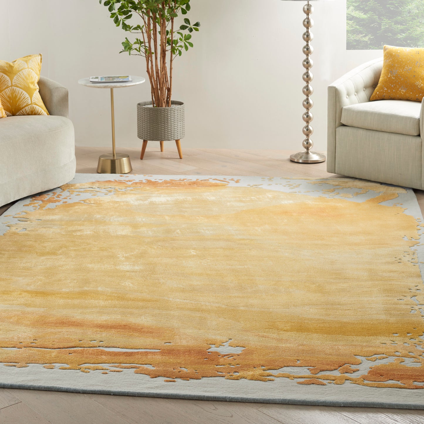 Nourison Prismatic 7'9" x 9'9" Grey Gold Modern Indoor Rug