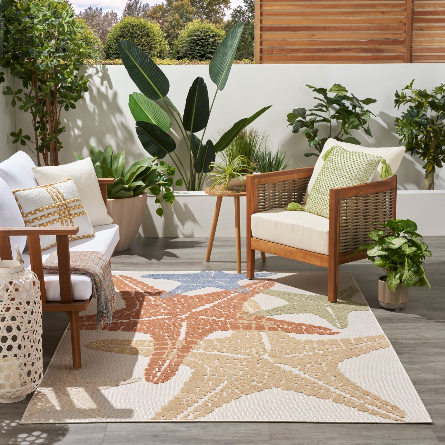 Nourison Aloha 6' x 9' Ivory Multicolor Outdoor Rug