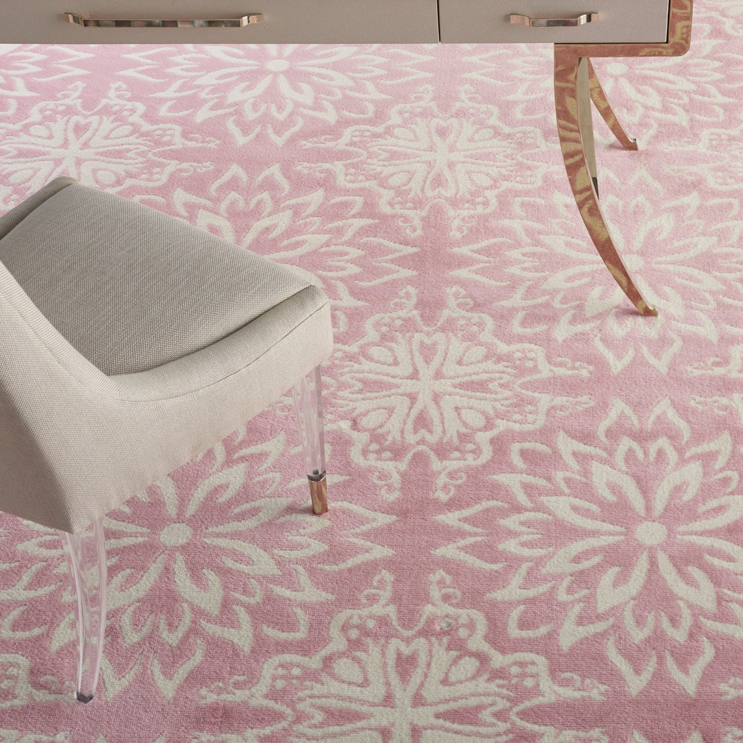 Nourison Jubilant 8'6" x 12' Ivory Pink Farmhouse Indoor Rug