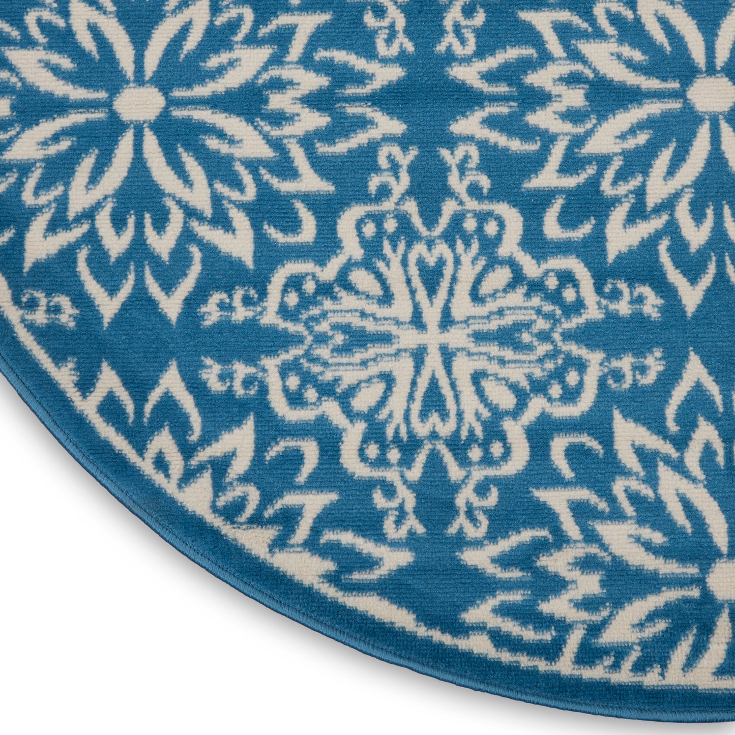 Nourison Jubilant 5'3" x Round Ivory Blue Farmhouse Indoor Rug