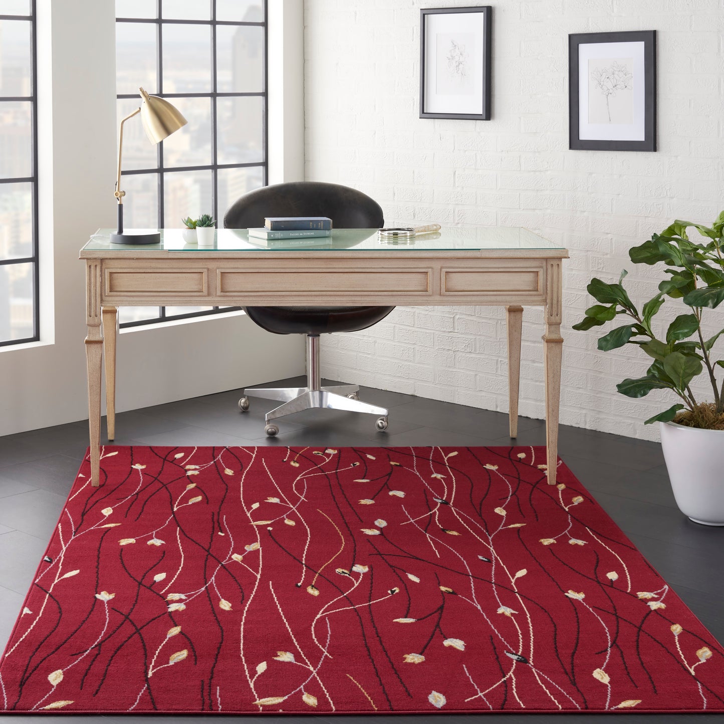 Nourison Grafix 5'3" x 7'3" Red Contemporary Indoor Rug
