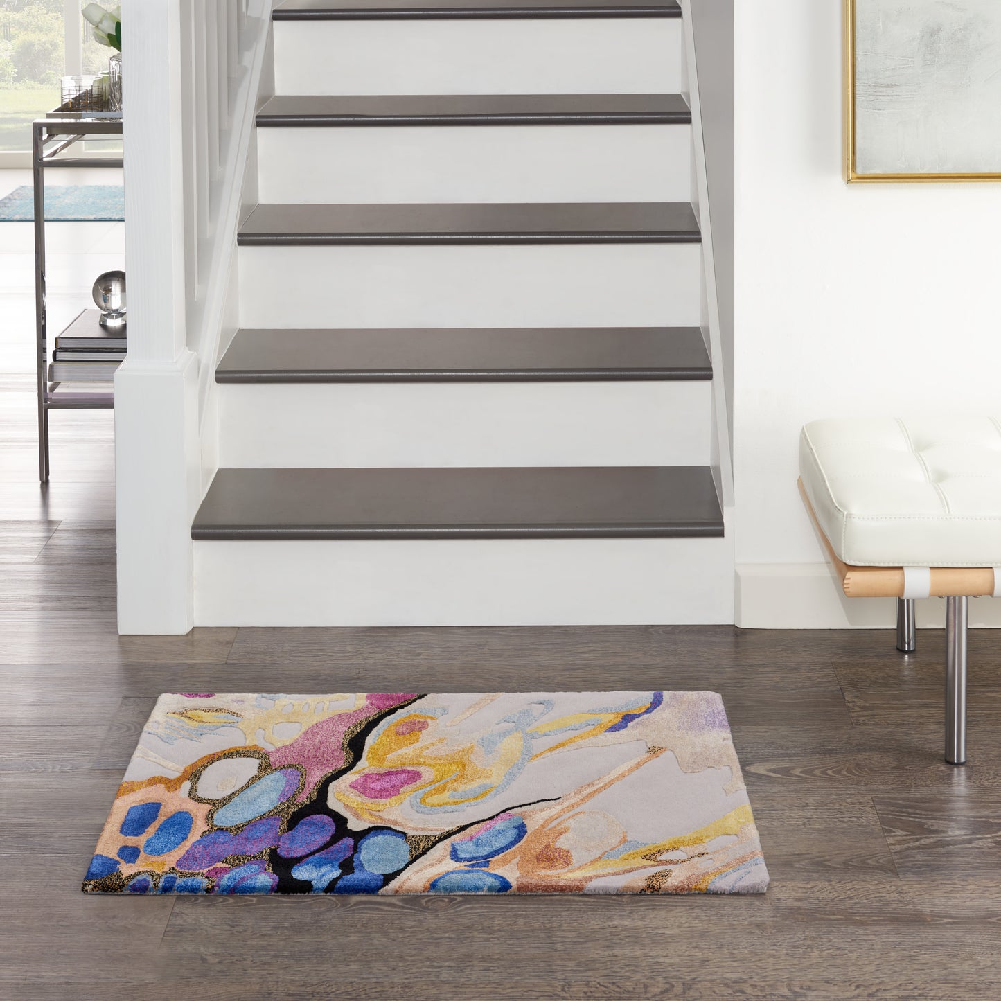 Nourison Prismatic 2' x 3' Grey Lilac Multi Modern Indoor Rug