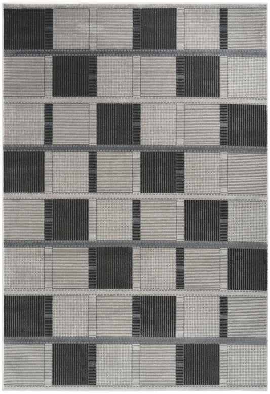 Nourison Nordic 4' x 6' Grey Black Modern Indoor Rug
