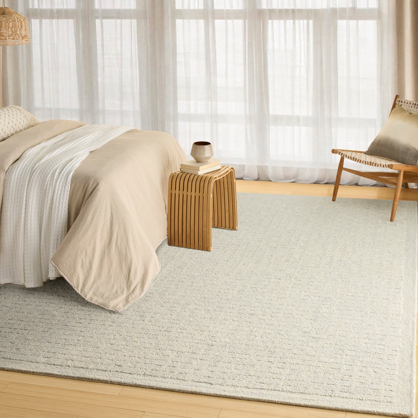 DKNY Pure Grids 7'9" x 9'9" Light Blue Contemporary Indoor Rug