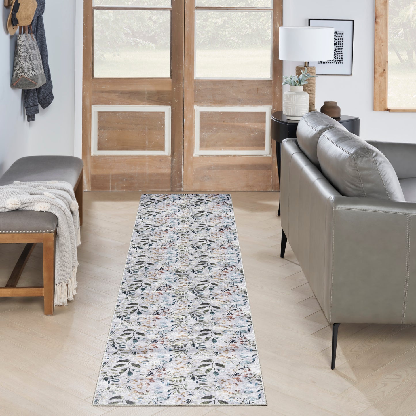 Nourison Nourison Washables 2'2" x 8' Grey Multicolor Contemporary Indoor Rug