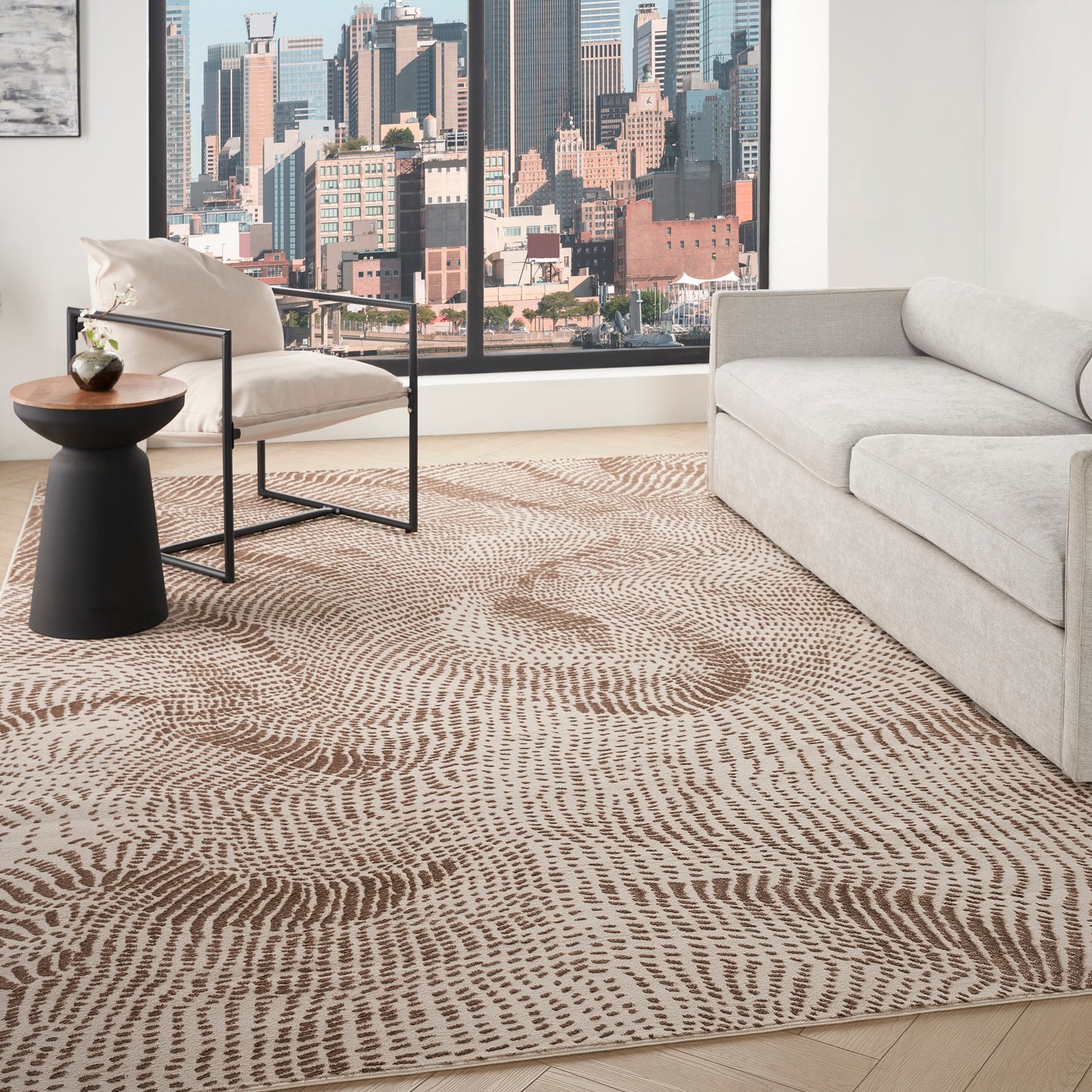DKNY Central Park West 7'10" x 9'10" Beige Brown Modern Indoor Rug