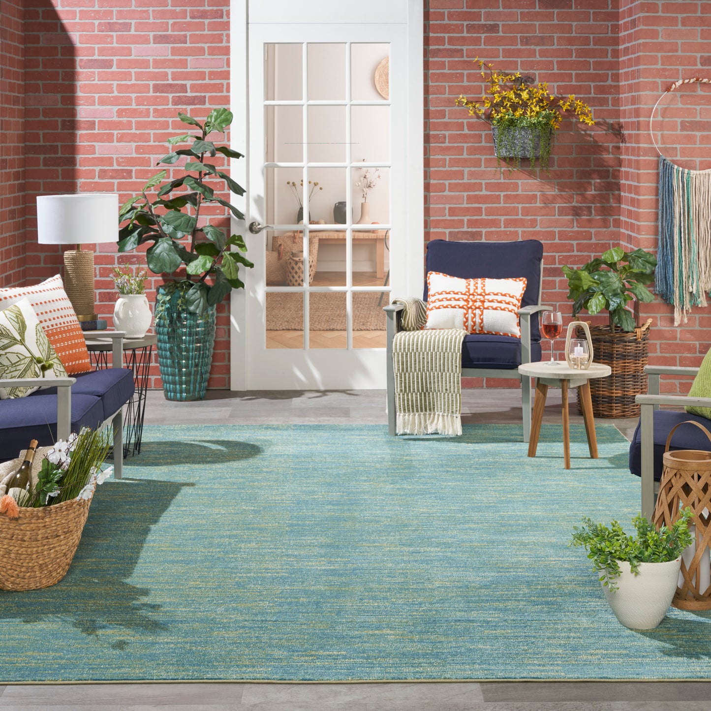 Nourison Nourison Essentials 10' x 14' Blue Green Outdoor Rug