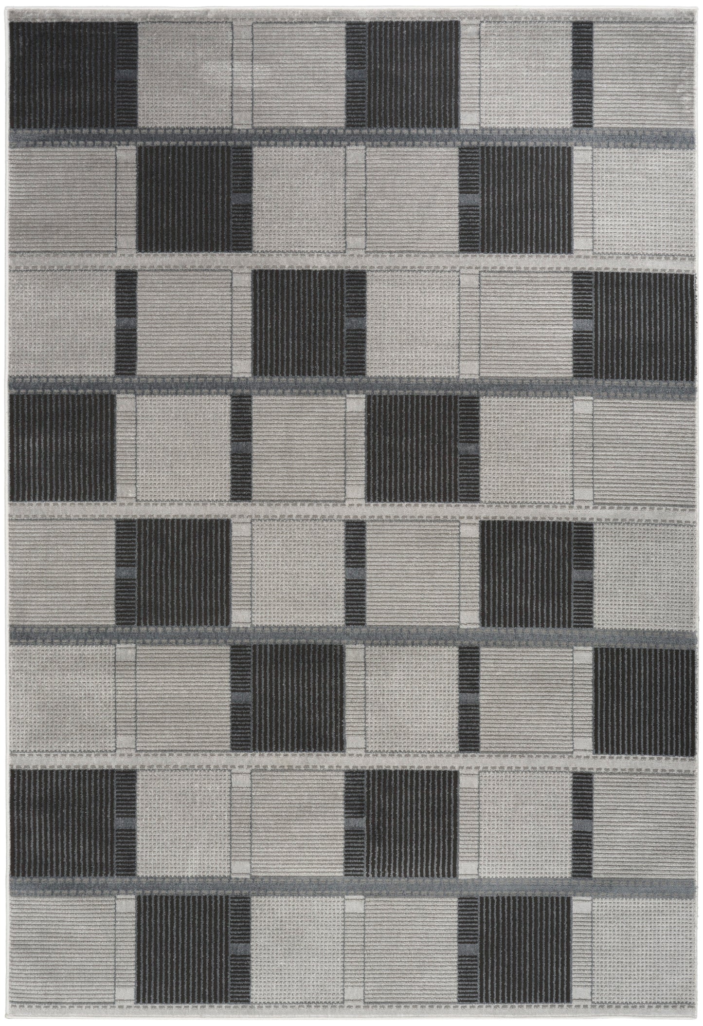 Nourison Nordic 5' x 7' Grey Black Modern Indoor Rug